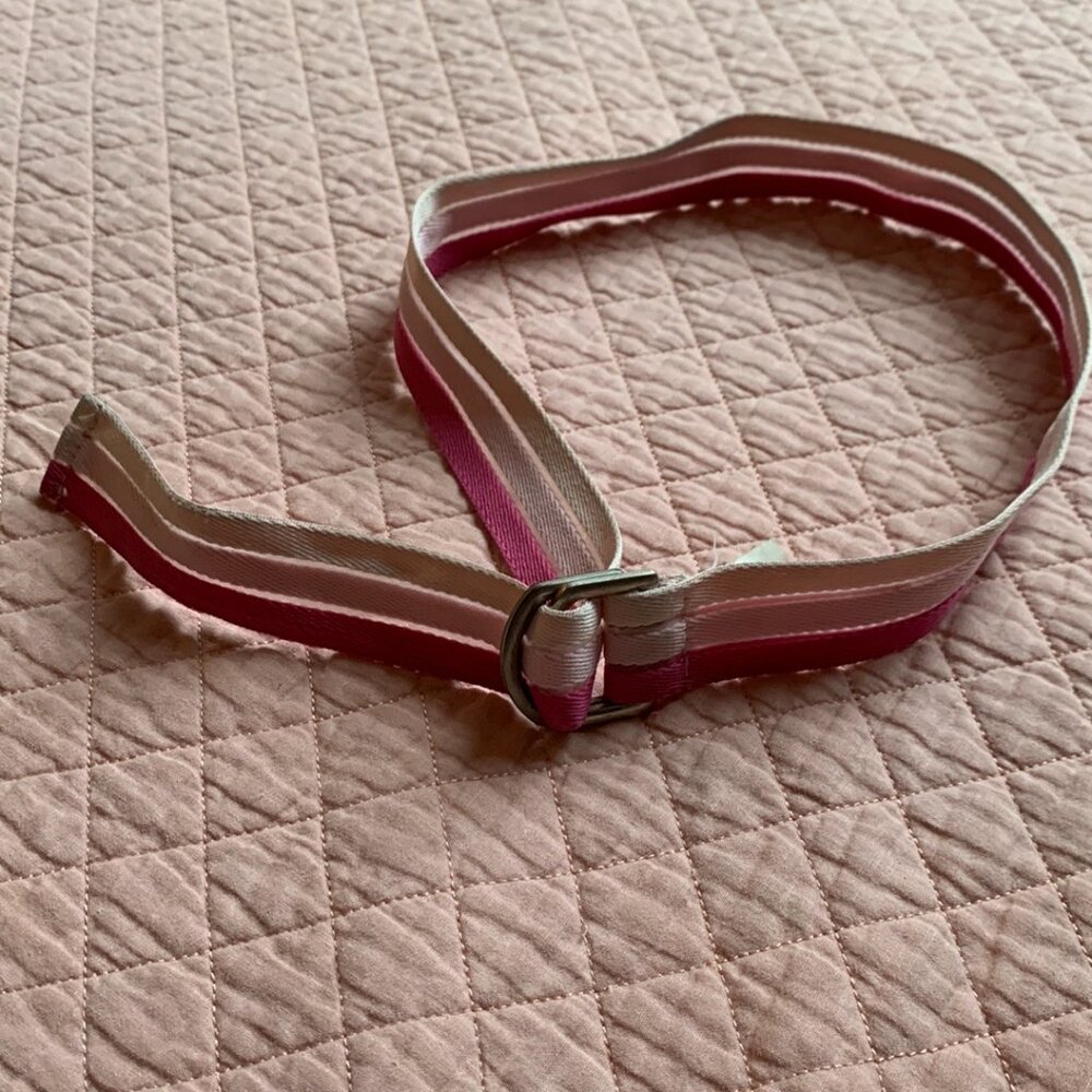VINTAGE - Pink Striped D-Ring Belt - Medium (1,5 wide - 40 long)